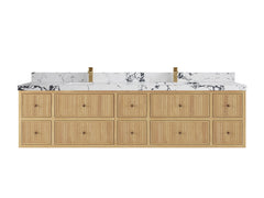 Sonoma Reeded Floating Teak 84 in. W x 22 in. D Double Sink Bathroom Vanity - photo 19