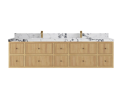Sonoma Floating Teak 84 in. W x 22 in. D Double Sink Bathroom Vanity - Willow Bath and Vanity