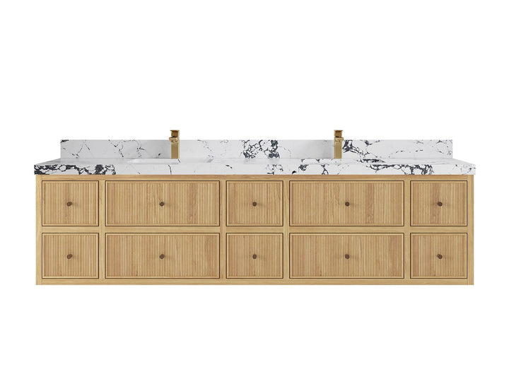 Sonoma Floating Teak 84 in. W x 22 in. D Double Sink Bathroom Vanity - photo 19