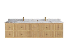 Sonoma Reeded Floating Teak 84 in. W x 22 in. D Double Sink Bathroom Vanity - photo 18
