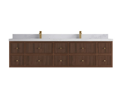 Sonoma Floating Teak 84 in. W x 22 in. D Double Sink Bathroom Vanity - Willow Bath and Vanity