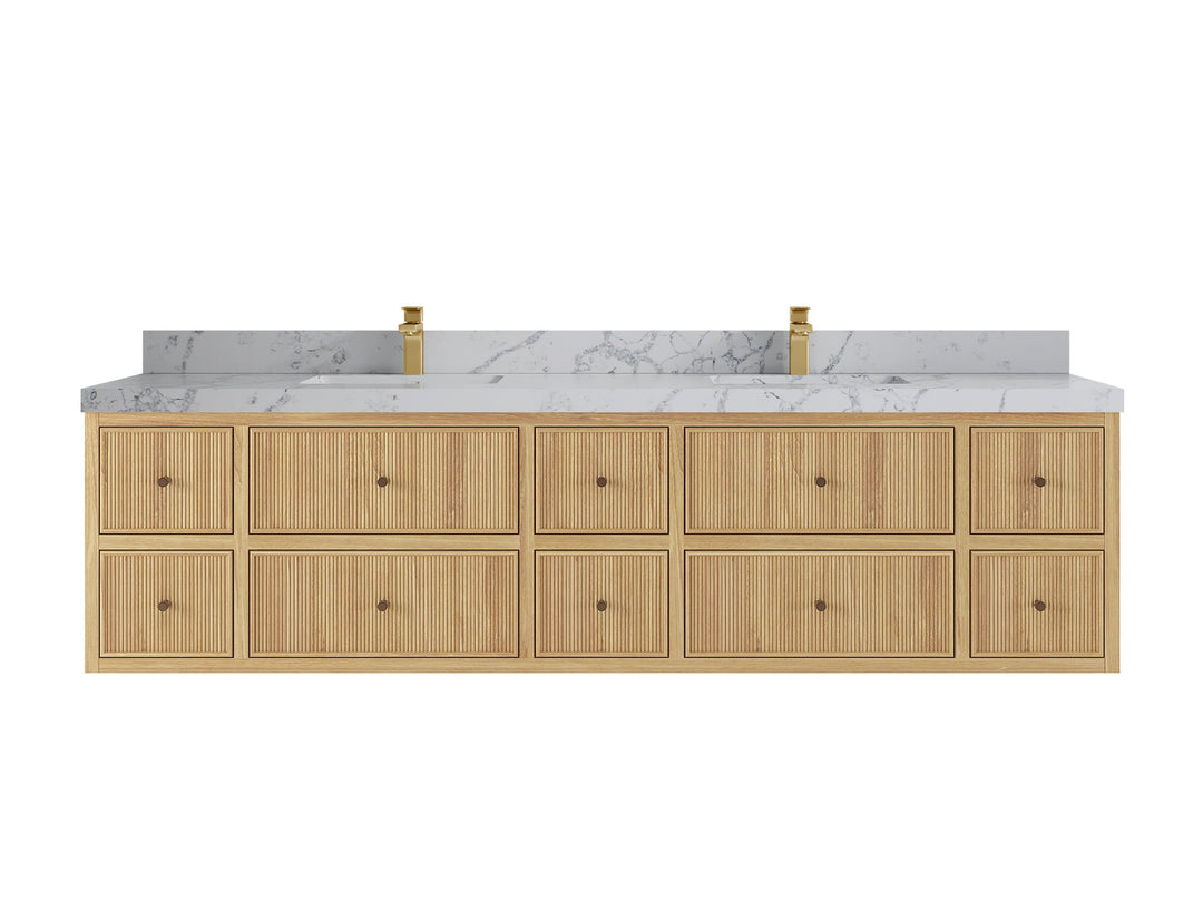 Sonoma Floating Teak 84 in. W x 22 in. D Double Sink Bathroom Vanity - Willow Bath and Vanity