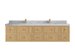 Sonoma Reeded Floating Teak 84 in. W x 22 in. D Double Sink Bathroom Vanity - photo 20