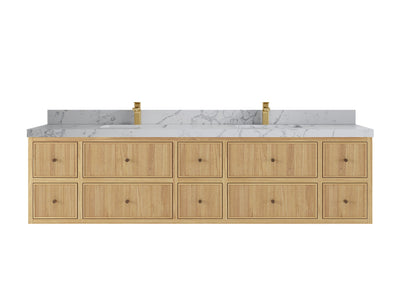Sonoma Floating Teak 84 in. W x 22 in. D Double Sink Bathroom Vanity - Willow Bath and Vanity