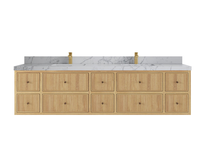 Sonoma Floating Teak 84 in. W x 22 in. D Double Sink Bathroom Vanity - photo 20