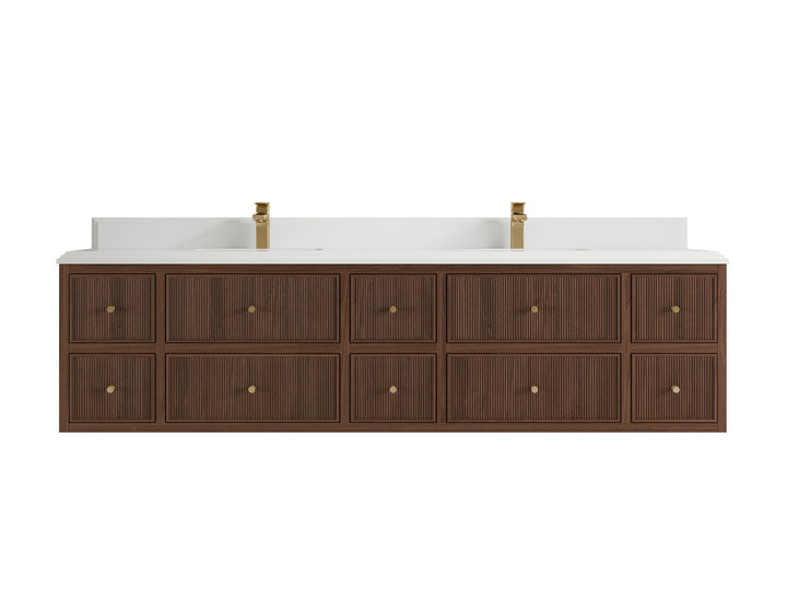 Sonoma Floating Teak 84 in. W x 22 in. D Double Sink Bathroom Vanity - photo 24