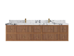 Sonoma Reeded Floating Teak 84 in. W x 22 in. D Double Sink Bathroom Vanity - photo 19