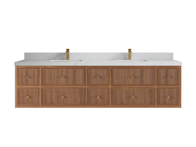 Sonoma Floating Teak 84 in. W x 22 in. D Double Sink Bathroom Vanity - Willow Bath and Vanity