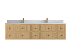 Sonoma Reeded Floating Teak 84 in. W x 22 in. D Double Sink Bathroom Vanity - photo 12