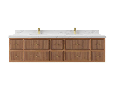 Sonoma Floating Teak 84 in. W x 22 in. D Double Sink Bathroom Vanity - Willow Bath and Vanity