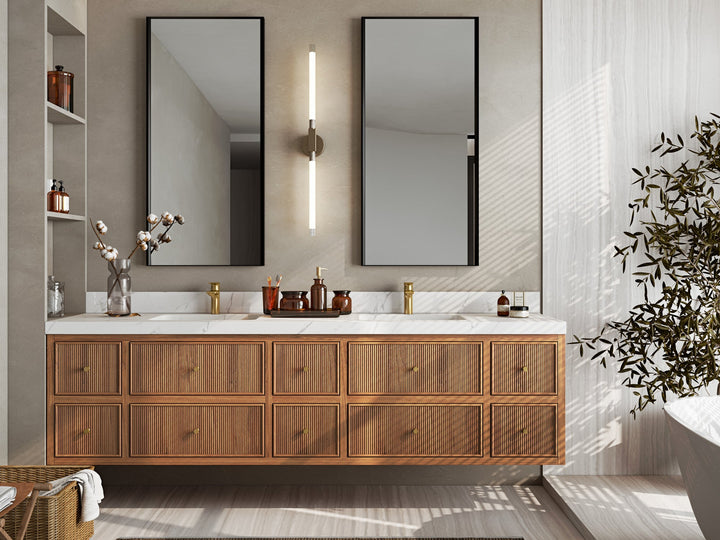 Sonoma Floating Teak 84 in. W x 22 in. D Double Sink Bathroom Vanity - photo 4
