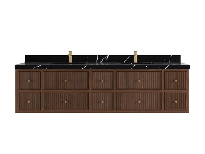 Sonoma Floating Teak 84 in. W x 22 in. D Double Sink Bathroom Vanity - photo 8