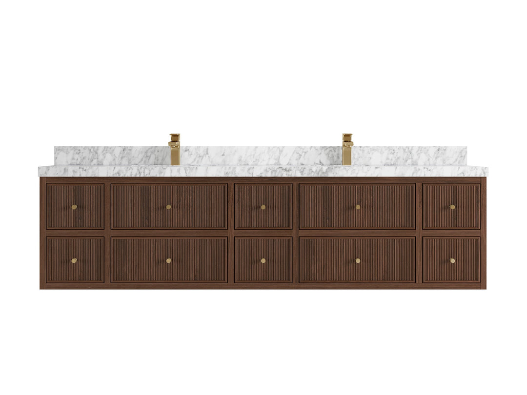 Sonoma Floating Teak 84 in. W x 22 in. D Double Sink Bathroom Vanity - Willow Bath and Vanity