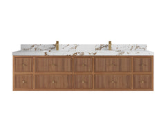 Sonoma Reeded Floating Teak 84 in. W x 22 in. D Double Sink Bathroom Vanity - photo 17