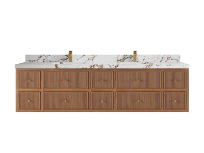 Sonoma Floating Teak 84 in. W x 22 in. D Double Sink Bathroom Vanity - Willow Bath and Vanity