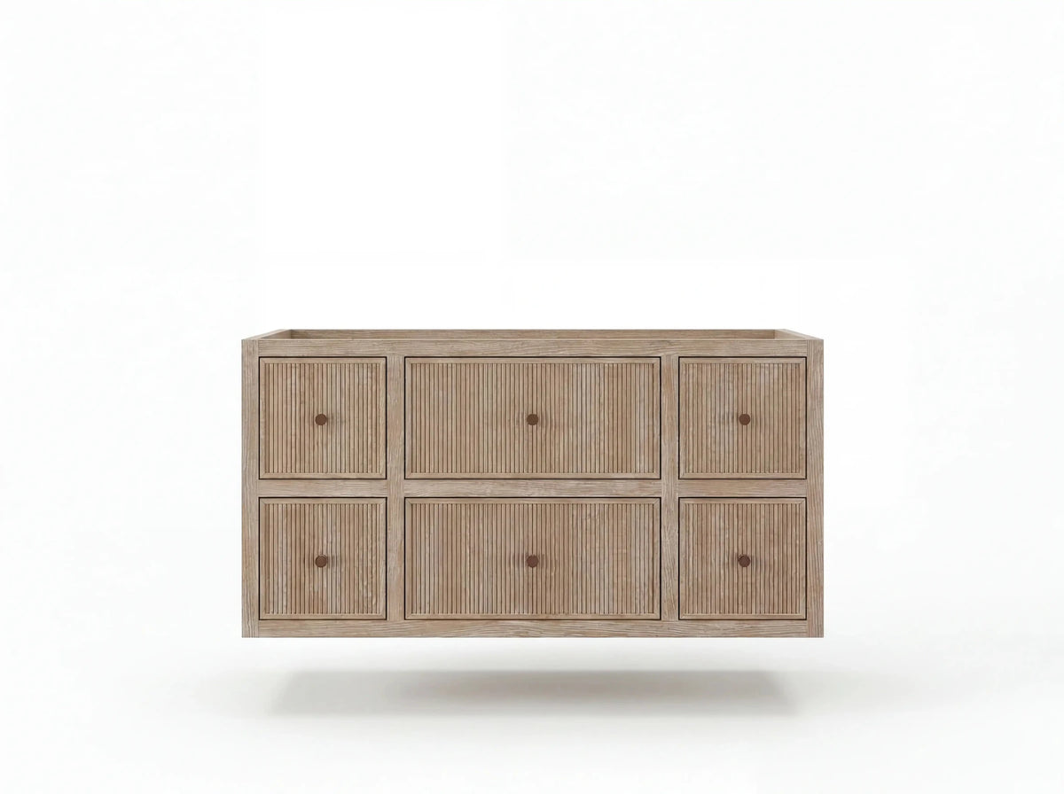 Sonoma Reeded Floating Teak 42 in. W x 22 in. D Single Sink Bathroom Vanity - Willow Bath and Vanity