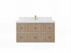 Sonoma Reeded Floating Teak 42 in. W x 22 in. D Single Sink Bathroom Vanity - photo 1