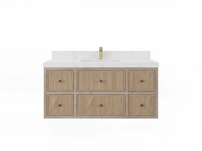 Sonoma Reeded Floating Teak 48 in. W x 22 in. D Single Sink Bathroom Vanity - Willow Bath and Vanity