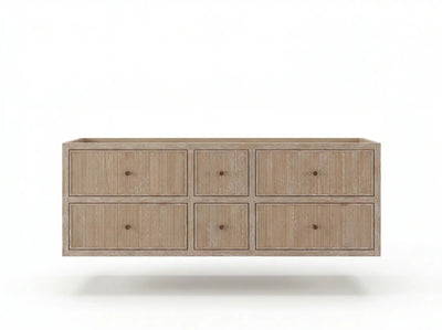 Sonoma Reeded Floating Teak 60 in. W x 22 in. D Double Sink Bathroom Vanity - Willow Bath and Vanity