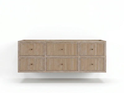 Sonoma Reeded Floating Teak 60 in. W x 22 in. D Single Sink Bathroom Vanity - Willow Bath and Vanity