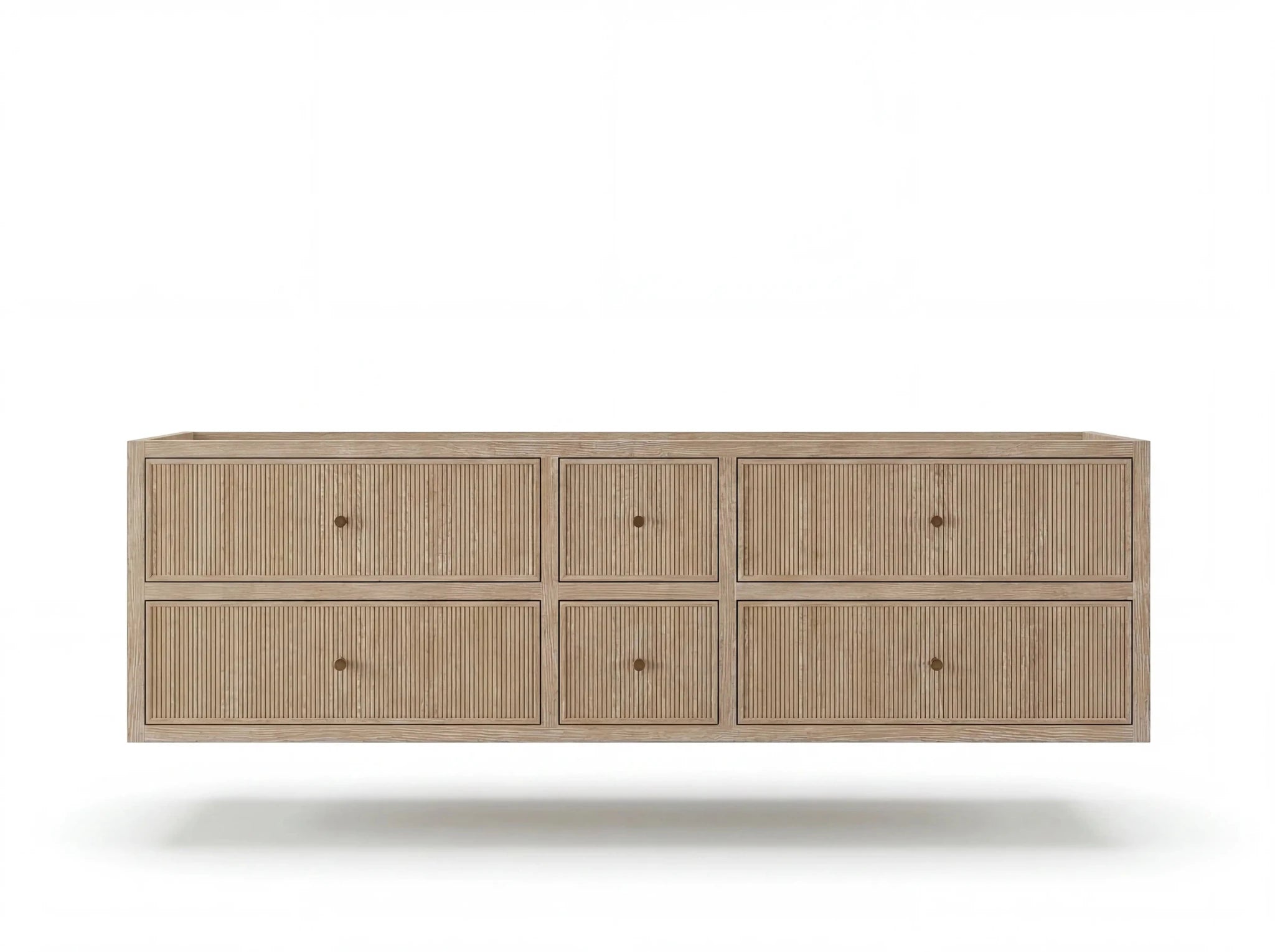 Sonoma Reeded Floating Teak 72 in. W x 22 in. D Double Sink Bathroom Vanity - Willow Bath and Vanity