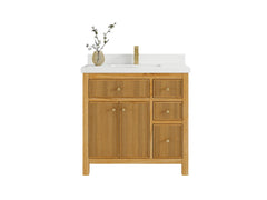 Sonoma Reeded Teak Wood 36 in. W x 22 in. D Center Sink Bathroom Vanity - photo 1