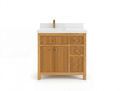 Sonoma Reeded Teak Wood 36 in. W x 22 in. D Left Offset Sink Bathroom Vanity - Willow Bath and Vanity