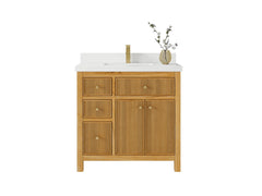 Sonoma Reeded Teak Wood 36 in. W x 22 in. D with Center Sink Premium Bathroom Vanity - photo 1
