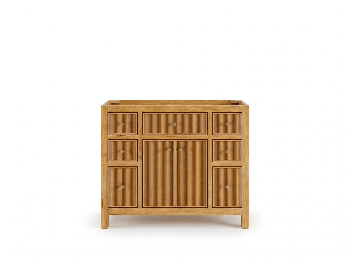 Sonoma Reeded Teak Wood 42 in. W x 22 in. D Single Sink Bathroom Vanity - Willow Bath and Vanity