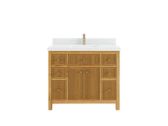Sonoma Reeded Teak Wood 42 in. W x 22 in. D Single Sink Bathroom Vanity - photo 1