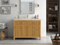 Sonoma Reeded Teak Wood 48 in. W x 22 in. D Single Sink Bathroom Vanity - photo 2