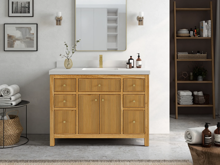 Sonoma Reeded Teak Wood 48 in. W x 22 in. D Single Sink Bathroom Vanity - photo 2