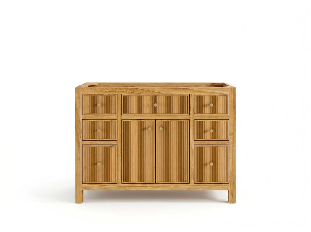 Sonoma Reeded Teak Wood 48 in. W x 22 in. D Single Sink Bathroom Vanity | 
              
                Light Natural Teak
                
                  
             - SON_TK_LNT_CA_BK_48S - photo №4