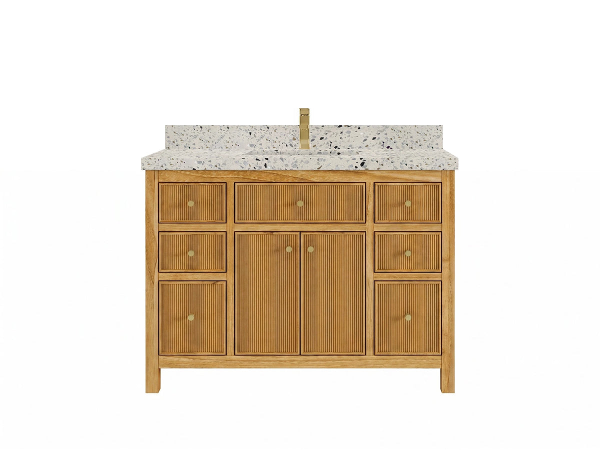 Sonoma Reeded Teak Wood 48 in. W x 22 in. D Single Sink Bathroom Vanity - Willow Bath and Vanity