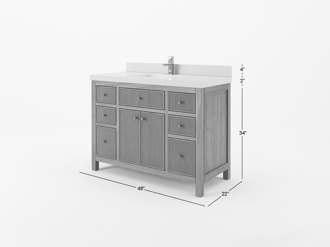 Sonoma Reeded Teak Wood 48 in. W x 22 in. D Single Sink Bathroom Vanity | 
              
                Light Natural Teak
                
                  
             - SON_TK_LNT_CA_BK_48S - photo №3