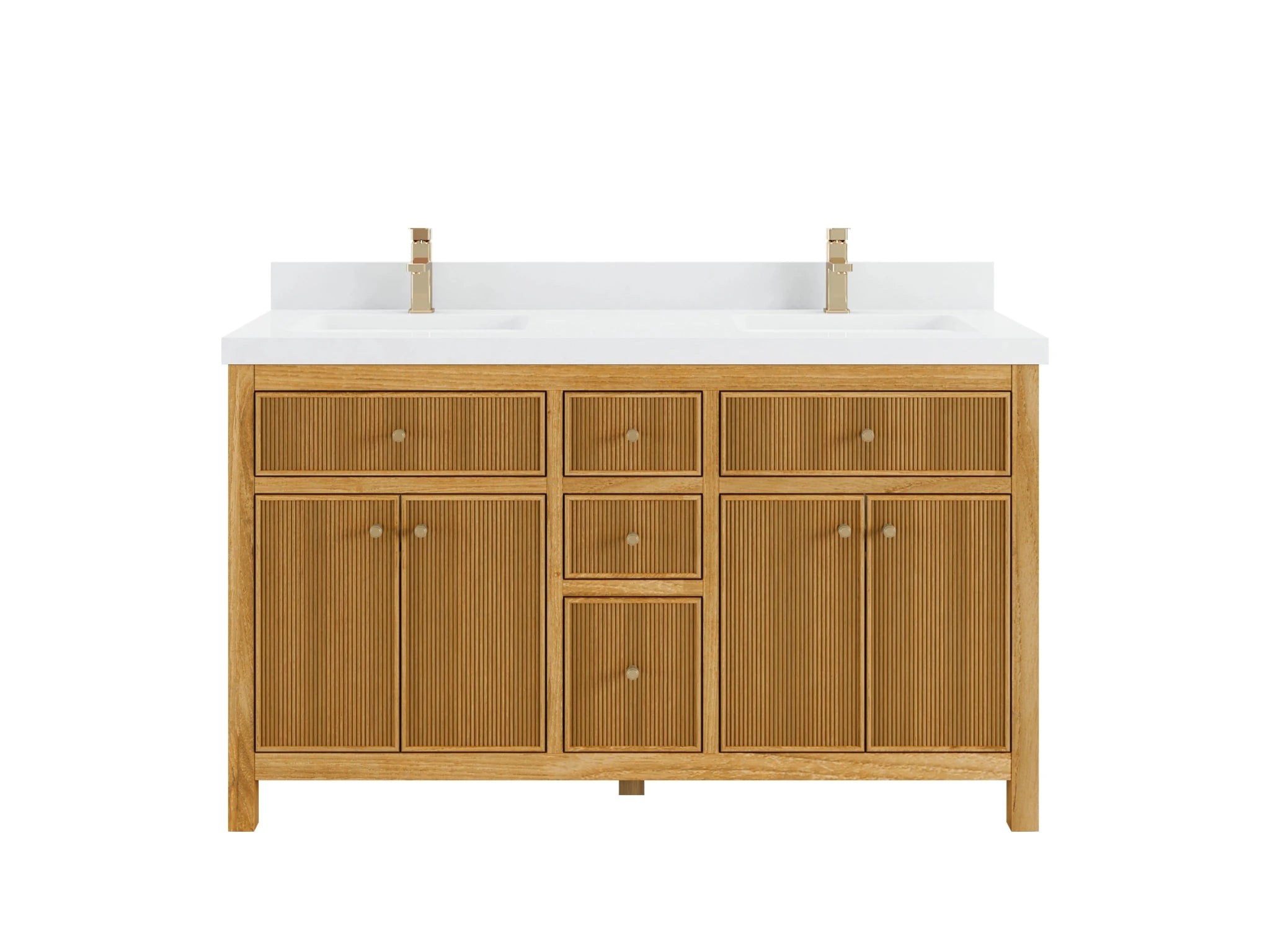 Sonoma Reeded Teak Wood 60 in. W x 22 in. D Double Sink Bathroom Vanity - Willow Bath and Vanity