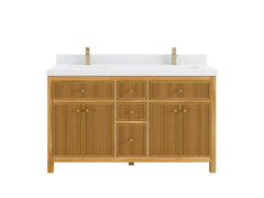 Sonoma Reeded Teak Wood 60 in. W x 22 in. D Double Sink Bathroom Vanity - photo 1