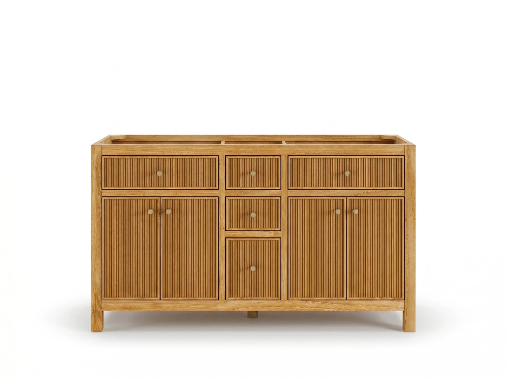 Sonoma Reeded Teak Wood 60 in. W x 22 in. D Double Sink Bathroom Vanity - Willow Bath and Vanity