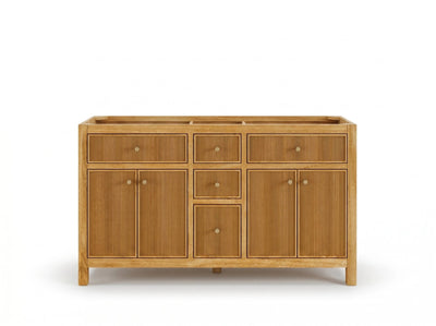 Sonoma Reeded Teak Wood 60 in. W x 22 in. D Double Sink Bathroom Vanity - Willow Bath and Vanity