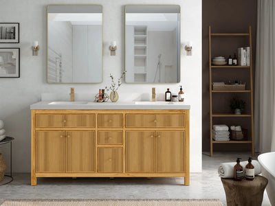 Sonoma Reeded Teak Wood 72 in. W x 22 in. D Double Sink Bathroom Vanity - Willow Bath and Vanity