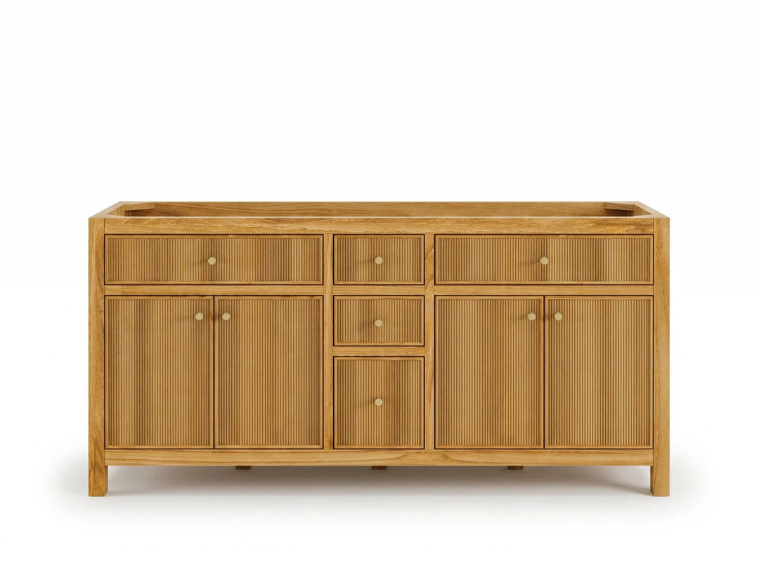 Sonoma Reeded Teak Wood 72 in. W x 22 in. D Double Sink Bathroom Vanity | 
              
                Light Natural Teak
                
                  
             - SON_TK_LNT_WHQZ_72D - photo №8