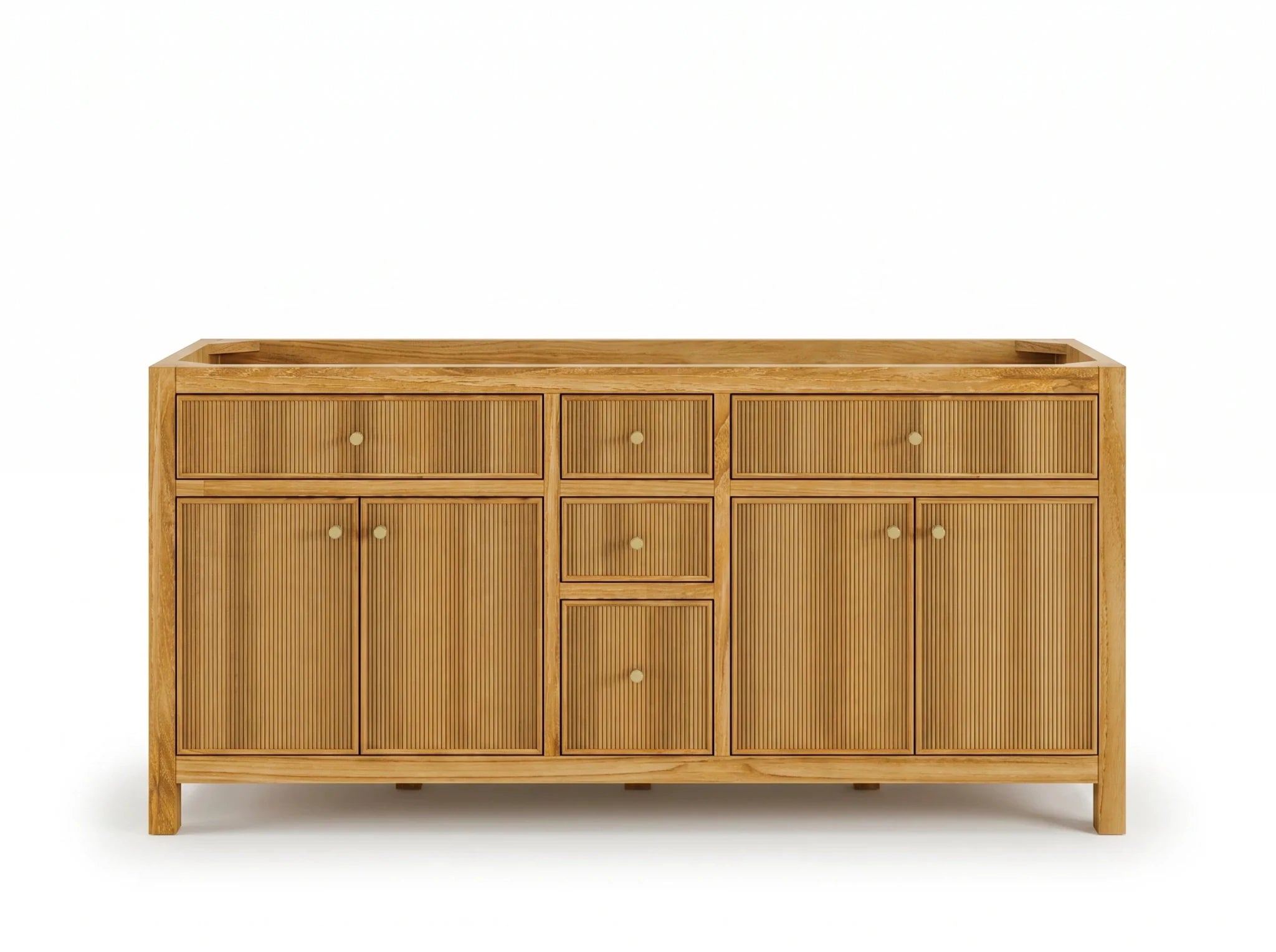 Sonoma Reeded Teak Wood 72 in. W x 22 in. D Double Sink Bathroom Vanity - Willow Bath and Vanity