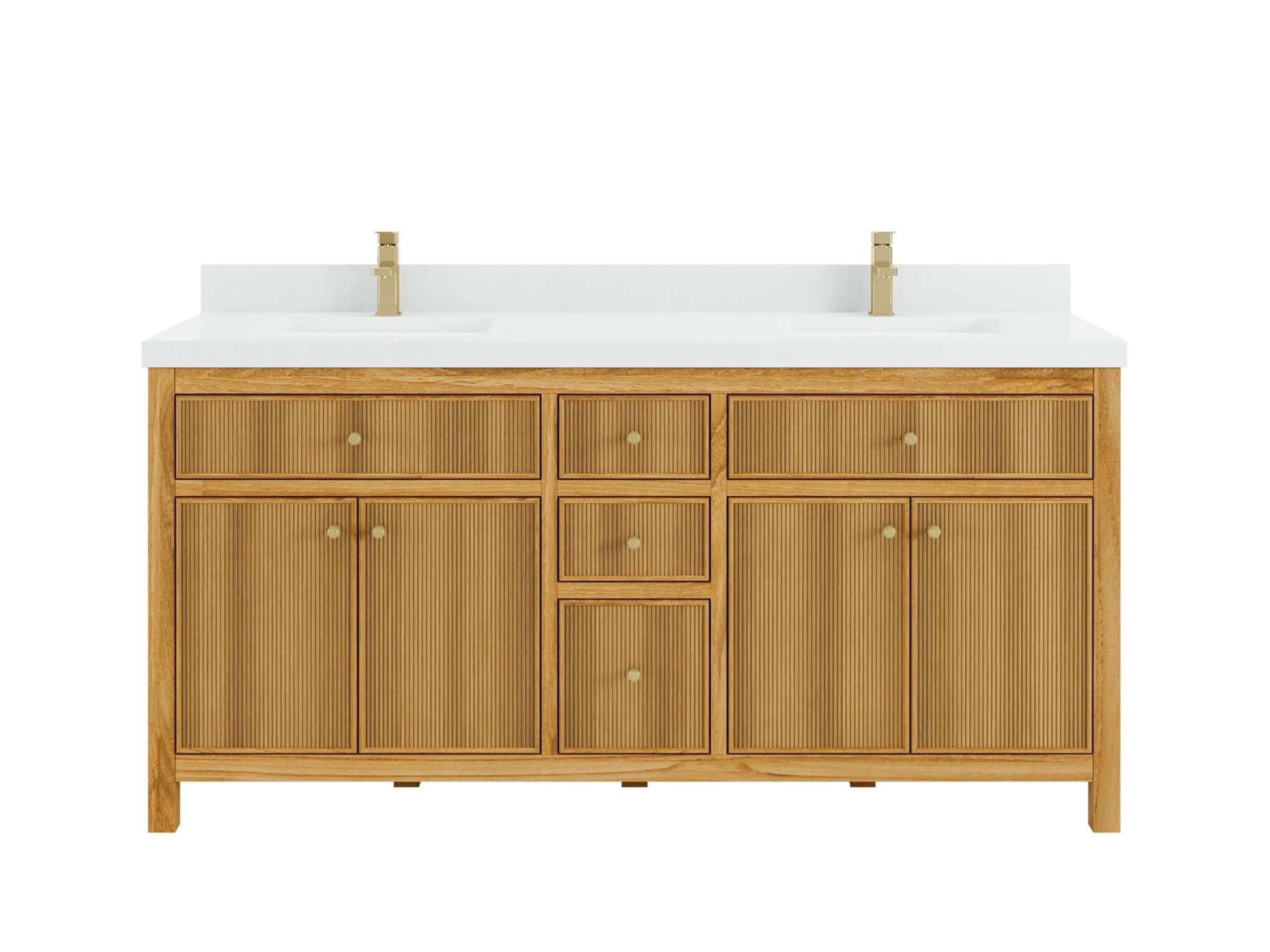 Sonoma Reeded Teak Wood 72 in. W x 22 in. D Double Sink Bathroom Vanity - Willow Bath and Vanity