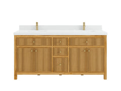Sonoma Reeded Teak Wood 72 in. W x 22 in. D Double Sink Bathroom Vanity - photo 1