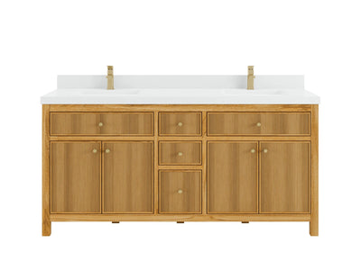 Sonoma Reeded Teak Wood 72 in. W x 22 in. D Double Sink Bathroom Vanity - Willow Bath and Vanity