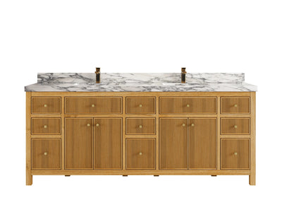 Sonoma Reeded Teak Wood 84 in. W x 22 in. D Double Sink Bathroom Vanity - Willow Bath and Vanity