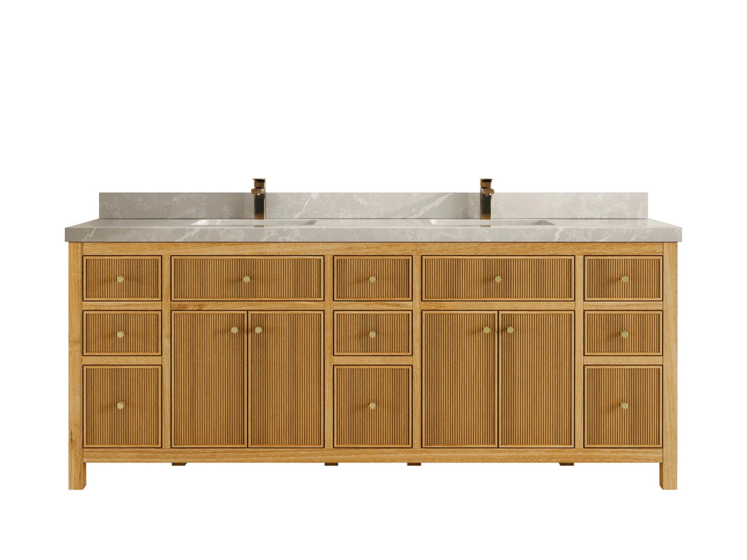 Sonoma Reeded Teak Wood 84 in. W x 22 in. D Double Sink Bathroom Vanity | 
              
                Light Natural Teak
                
                  
             - SON_TK_LNT_CA_BK_84 - photo №21