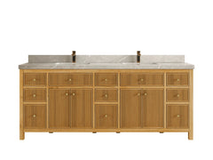 Sonoma Reeded Teak Wood 84 in. W x 22 in. D Double Sink Bathroom Vanity - photo 22