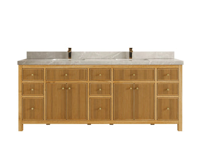 Sonoma Reeded Teak Wood 84 in. W x 22 in. D Double Sink Bathroom Vanity - Willow Bath and Vanity