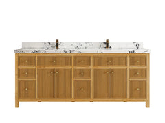Sonoma Reeded Teak Wood 84 in. W x 22 in. D Double Sink Bathroom Vanity - photo 28